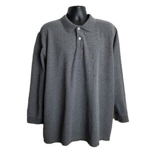 Harbor Bay DXL Mens Gray Long Sleeve Polo Shirt Size 2XL Business Casual Golf